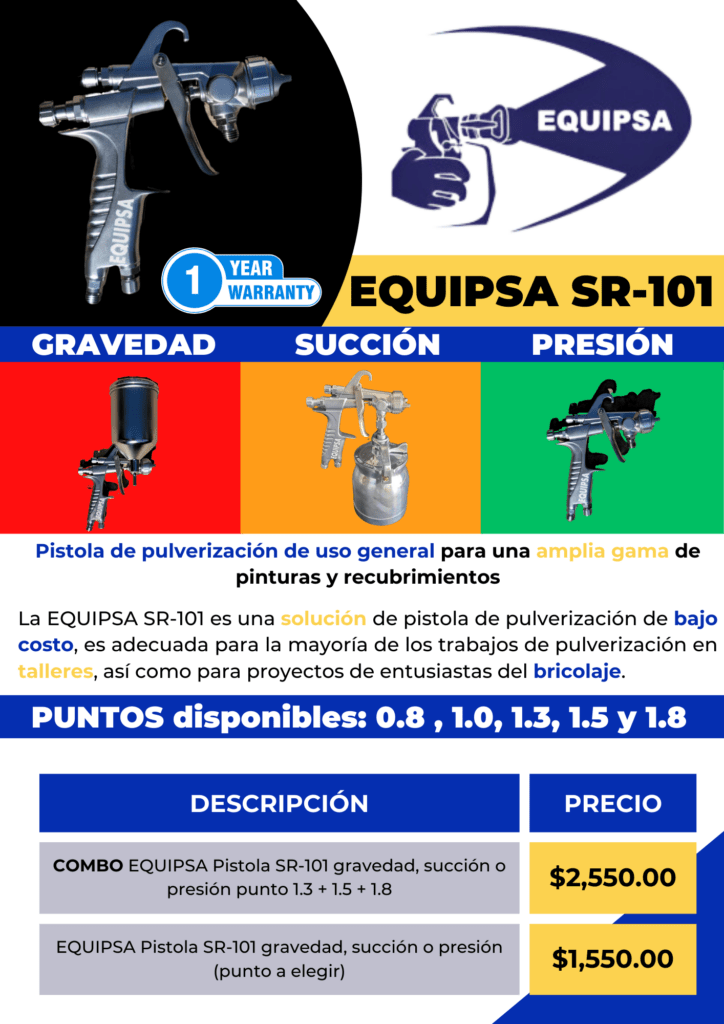 EQUIPSA Pistola SR-101 gravedad, succión o presión alta duración